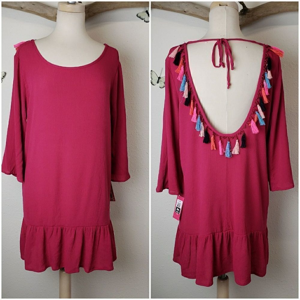 Xhileration pink tunic with tassels